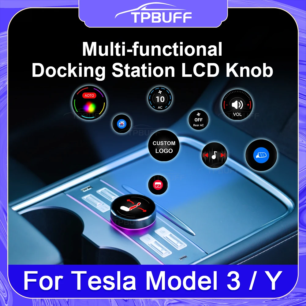 

TPBUFF LCD Intelligent Docking Station for Tesla Model 3 Y Quick Charger Shunt Hub Splitter Central Control Knob Button 2024