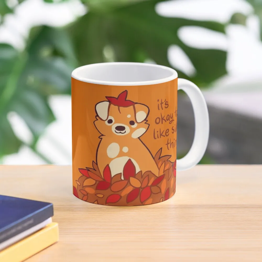 

It's Okay to Like Silly Things Fall Leaves Puppy Coffee Mug Custom Cups Thermo Cups To Carry Funny Cups Coffe Mug