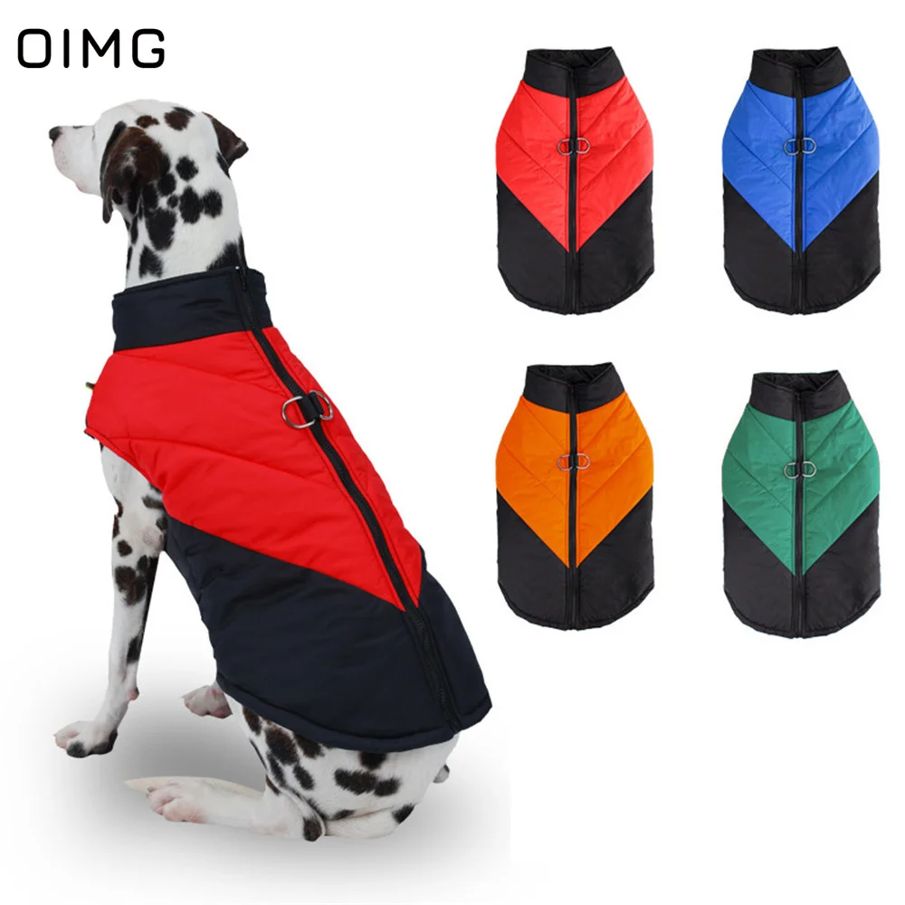 

OIMG Thicken Warm Dogs Coat Vests Towable Pets Clothing Patchwork Jacket For Small Medium Dogs Clothes Zipper Pet Cat Outfits