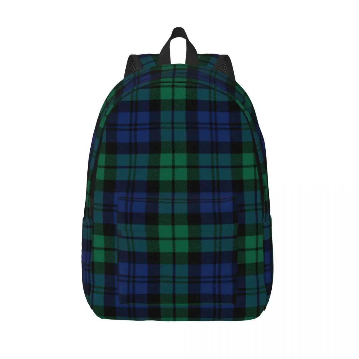 

Rustic Green And Blue Black Watch Plaid Holiday for Men Women Student School Bookbag Daypack Middle High College Hiking