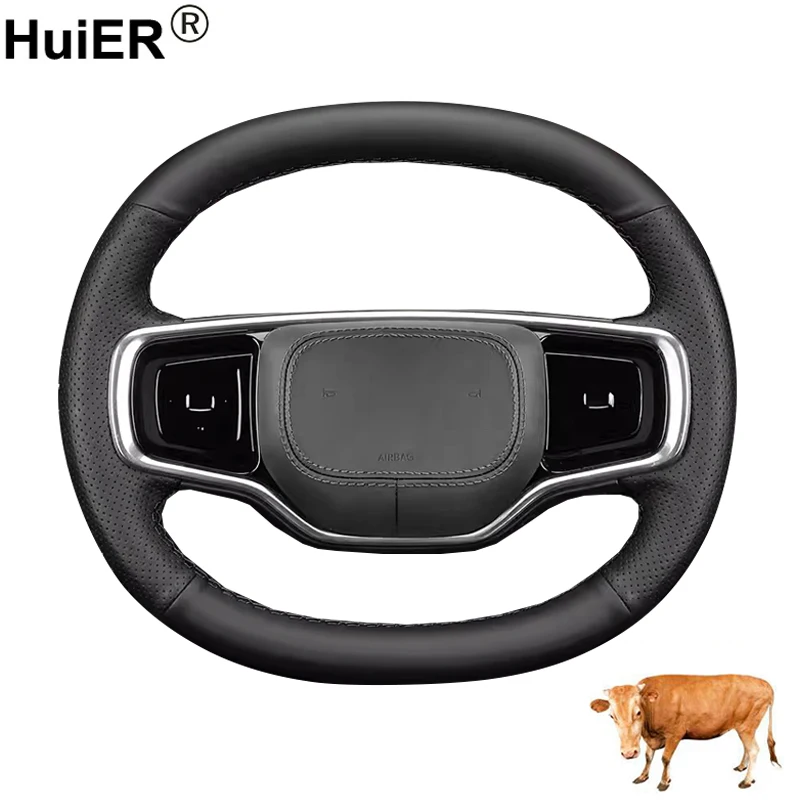 

Cow True Leather Hand Sewing Car Steering Wheel Cover For Lincoln Navigator 2023 2024 Braid on Steering-wheel Wrap