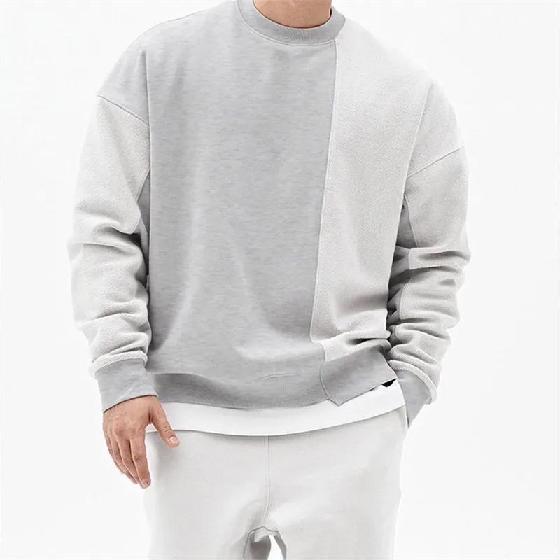

Fashion Trendyol Men Patch Stitch Sweatshirts O Collared Hoodie 2024Autumn New Men Oversized Solid Color Sweatshirt Pullover