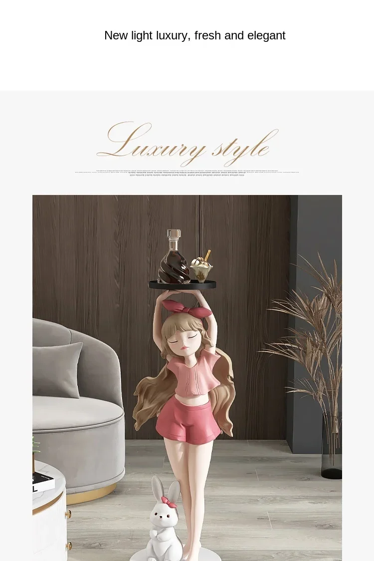 82cm Nordic Fashion Cartoon Girl Statue, Tray, Home Decoration, Gift, Interior Decoration, Large Living Room Decoration, Crafts 82cm Nordic Fashion Cartoon Girl Statue, Tray, Home Decoration, Gift, Interior Decoration, Large Living Room Decoration, Crafts