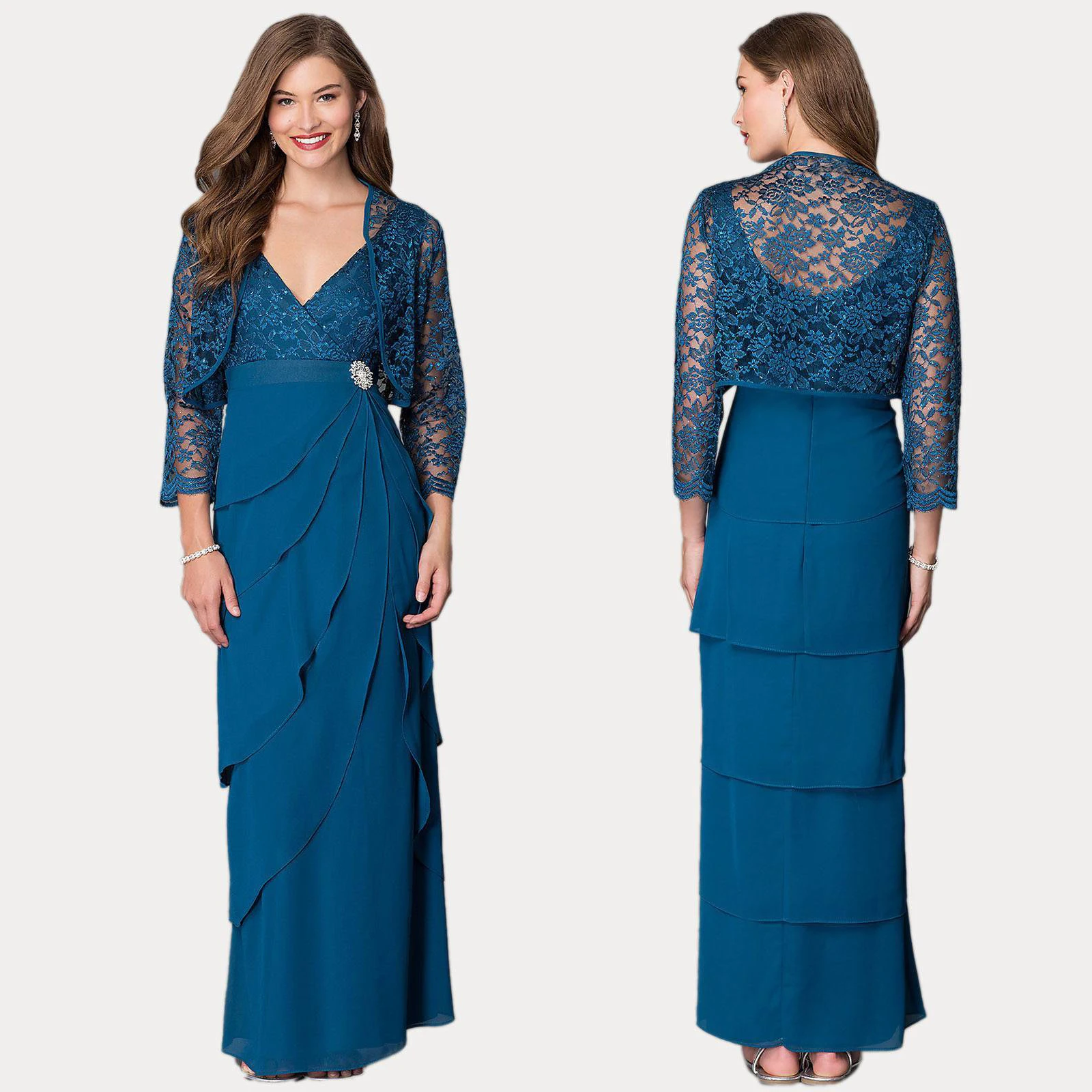 V neck Chiffon Mother Of the Bride Groom Dress with Lace Jacket for Wedding Formal Evening Party Gown For Women 2024
V neck Chiffon Mother Of the Bride Groom Dress with Lace Jacket for Wedding Formal Evening Party Gown For Women 2024