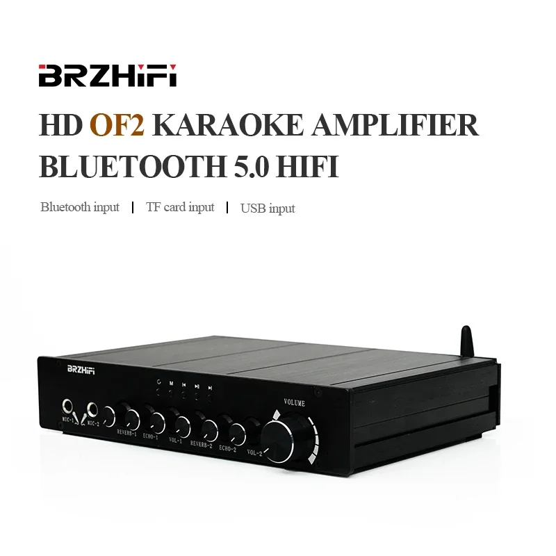 

Усилитель высокой мощности для караоке BRZHIFI Audio OF2 300WX2 TPA3255 Class D Bluetooth 5,0 HIFI Профессиональный усилитель с поддержкой USB TF карт FM