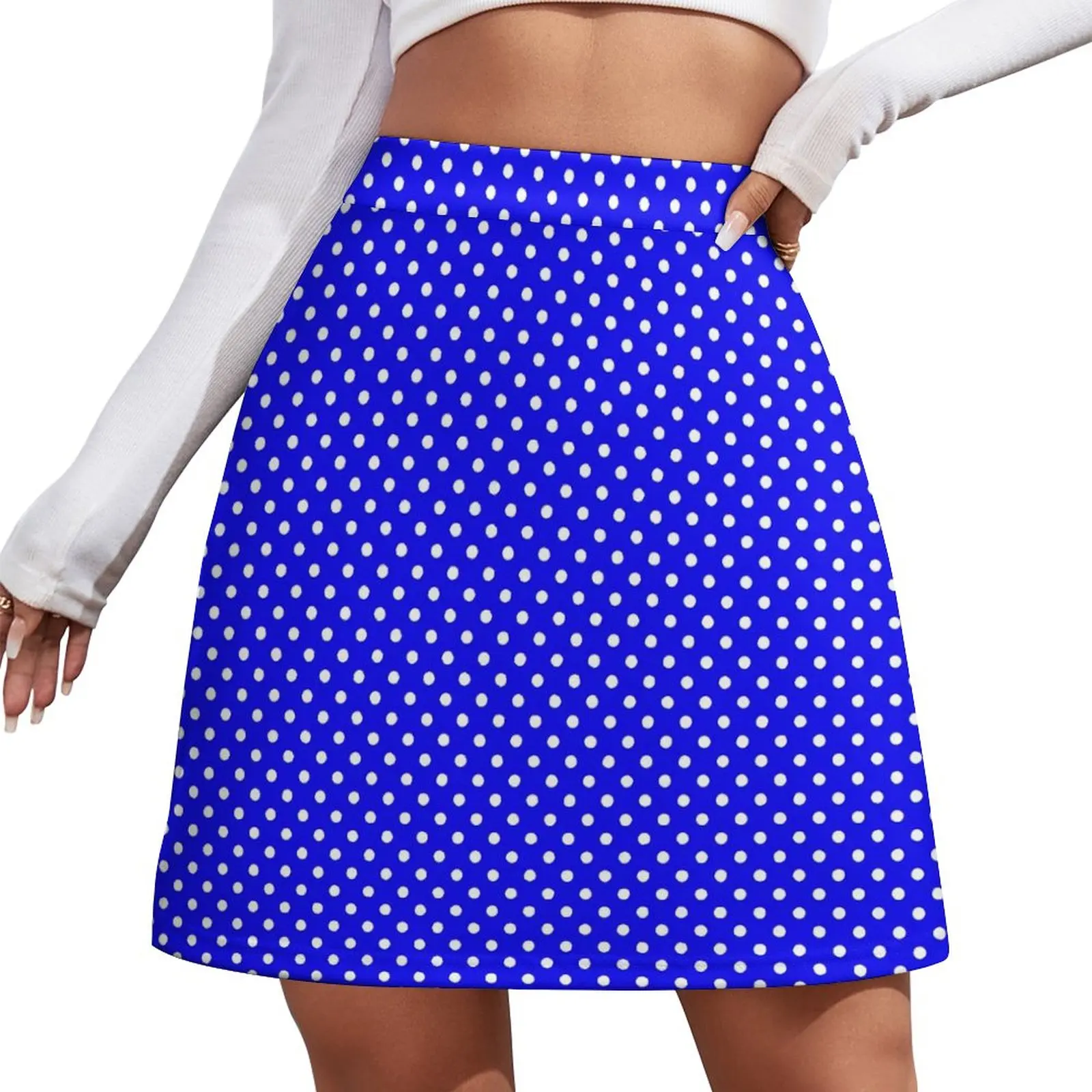 

Classic Polka Dots Skirt Summer Blue and White Harajuku Casual A-line Skirts Vintage Mini Skirt Ladies Printed Oversized Bottoms