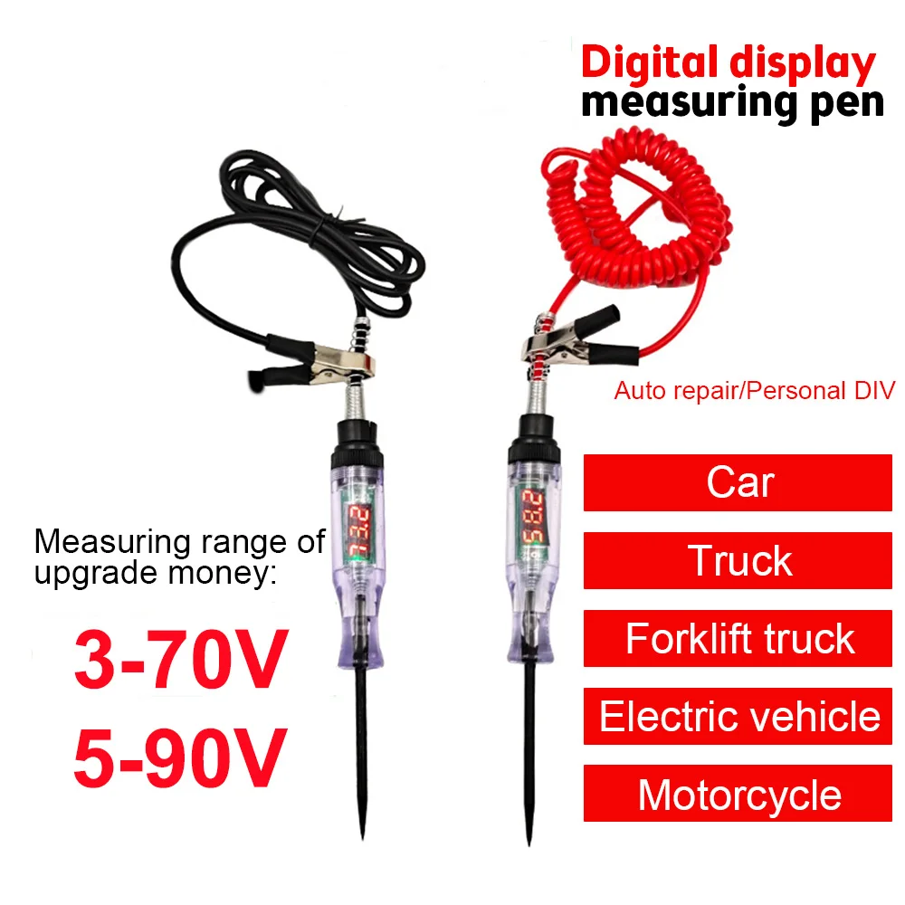 24V 48V Voltage Circuit Tester for Car Truck Digital Display Long Probe Pen Light Bulb Automobile Circuit Repair Diagnostic Tool
24V 48V Voltage Circuit Tester for Car Truck Digital Display Long Probe Pen Light Bulb Automobile Circuit Repair Diagnostic Tool