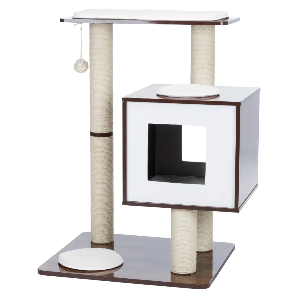 

Wooden & Sisal 31" Cat Tree with Scratching Posts & Condo,Cat Climbing Frame, Cat Toys, So That Cats Can Play Happily At Home