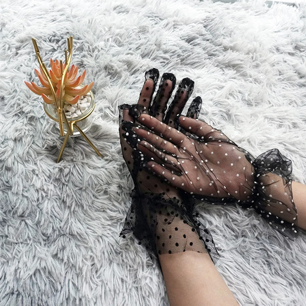 Autumn Wedding Falbala Flexible Accessories Sunscreen Full Finger Tulle Gloves Spots Spots Gloves Lace Mittens 
Autumn Wedding Falbala Flexible Accessories Sunscreen Full Finger Tulle Gloves Spots Spots Gloves Lace Mittens