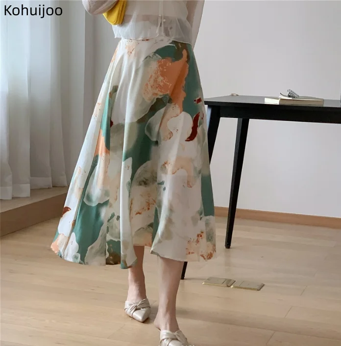 Kohuijoo New Summer Korean Fashion Printed Long Skirts High Waist Thin Contrast Color Elegant Chiffon Big Swing Skirt A Line
Kohuijoo New Summer Korean Fashion Printed Long Skirts High Waist Thin Contrast Color Elegant Chiffon Big Swing Skirt A Line