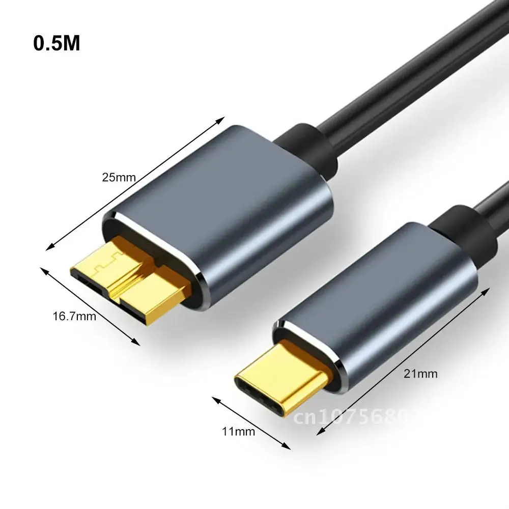 

Type-C USB 3.0 to Micro B Cable 5Gbps External Hard Drive Disk Cord 0.5m/1m/1.5m/2m Full-Duplex Data Transmission HDD Cable