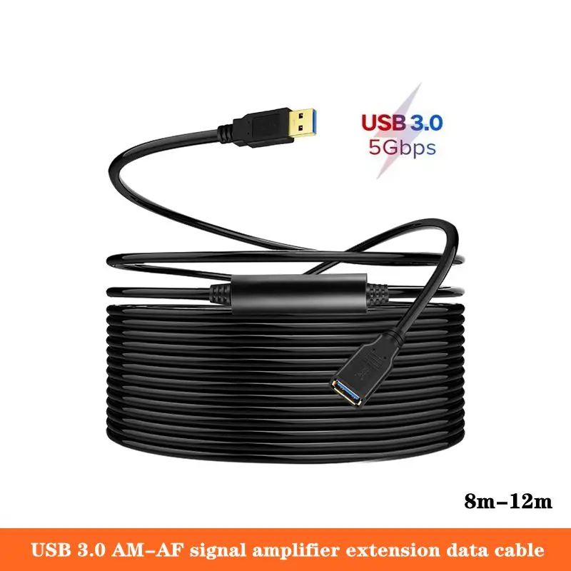 

Усилитель сигнала AM-AF (папа-мама) USB 3,0, 10-метровый Удлиненный кабель передачи данных с чипом внешнего источника питания