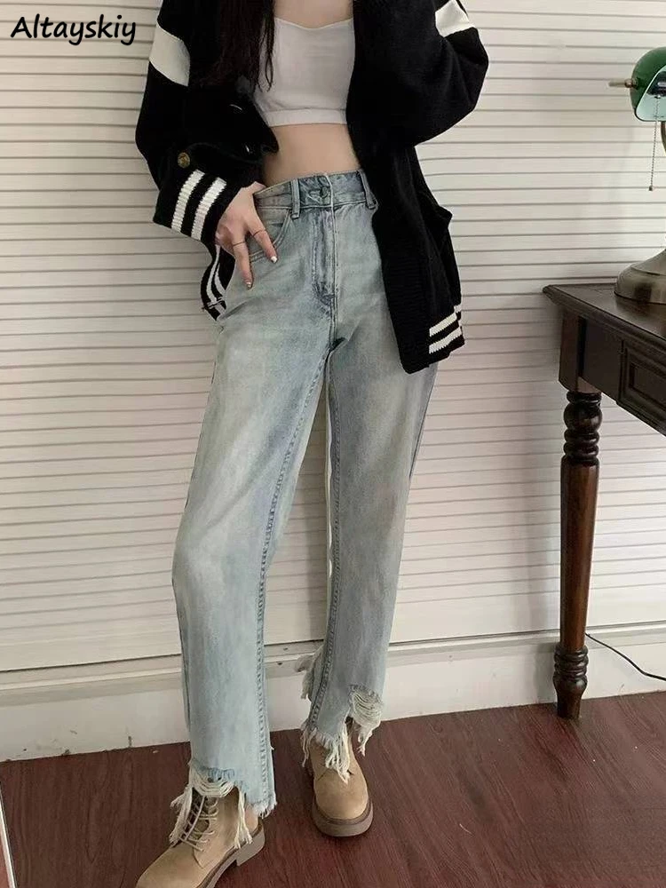 Straight Jeans Women Tassel Design Retro Casual Korean Style Ladies Simple Pure All-match High Waist Summer Denim Personality
Straight Jeans Women Tassel Design Retro Casual Korean Style Ladies Simple Pure All-match High Waist Summer Denim Personality