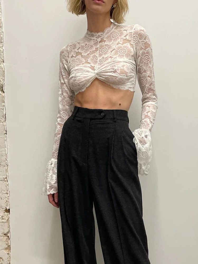 Women's 2023 Spring New Sexy Spicy Girl Hook Flower Perspective Women's T-shirt Fashion Slim Fit Open Umbilical Small Top Women
Women's 2023 Spring New Sexy Spicy Girl Hook Flower Perspective Women's T-shirt Fashion Slim Fit Open Umbilical Small Top Women