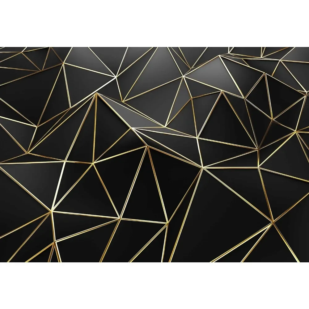 

Black and Gold 151"x105" Wallpaper 3D Abstract Geometric Wall Mural for Bedroom Living Room TV Background Wall