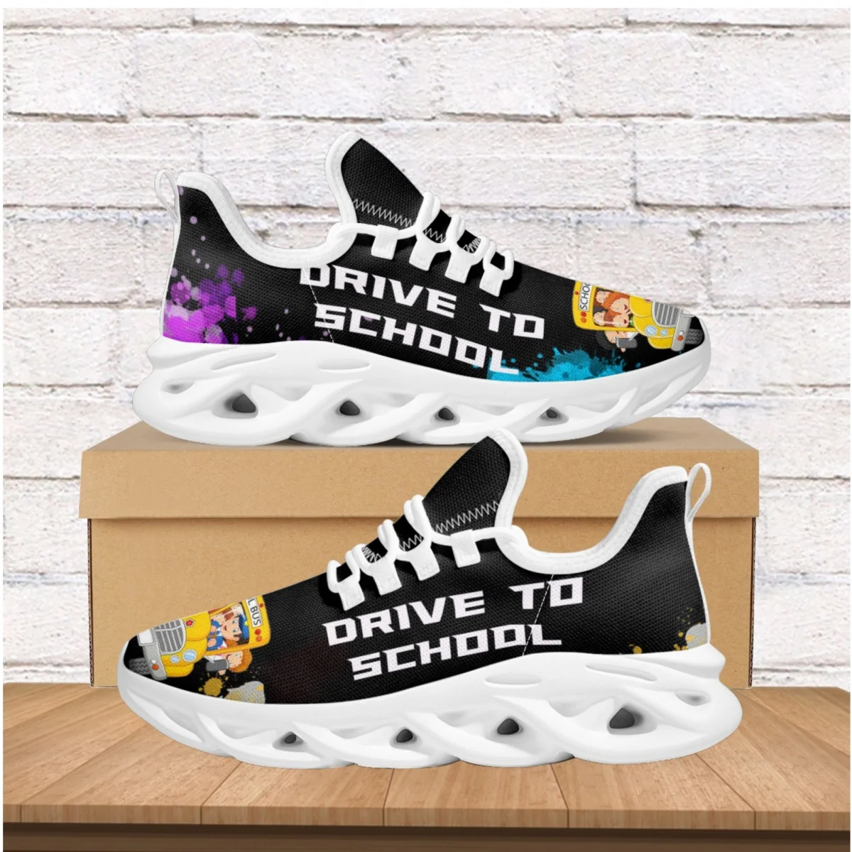 Ladies Lightweight Breathable Running Shoes School Bus Pattern Shock Absorbing Non-Slip Sneakers Flat Shoes Back to School Gift
Ladies Lightweight Breathable Running Shoes School Bus Pattern Shock Absorbing Non-Slip Sneakers Flat Shoes Back to School Gift