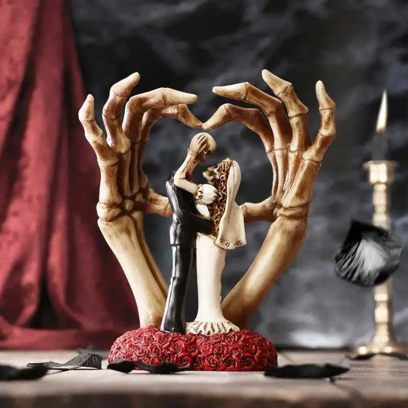 

Wedding Bride and Groom Figurine | Skeleton Couple Statue | Beautiful Decorative Valentine Skeletons Lovers Embracing Figurine