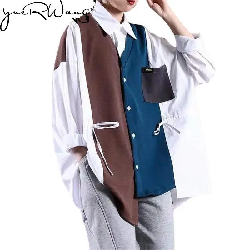 yuerwang Women Shirt Irregular Color Matching Patchworkr Autumn Blouses Tops Long Sleeve Asymmetry Loose Blouse Shirt 2021 New
yuerwang Women Shirt Irregular Color Matching Patchworkr Autumn Blouses Tops Long Sleeve Asymmetry Loose Blouse Shirt 2021 New