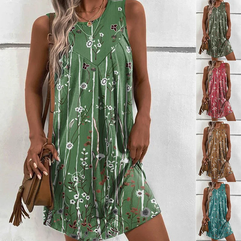 New Summer Casual Women's Round Neck Beach Style Tank Sundress Elegant Flower Printing Vintage Sundress Comfortable Boho Dress
New Summer Casual Women's Round Neck Beach Style Tank Sundress Elegant Flower Printing Vintage Sundress Comfortable Boho Dress