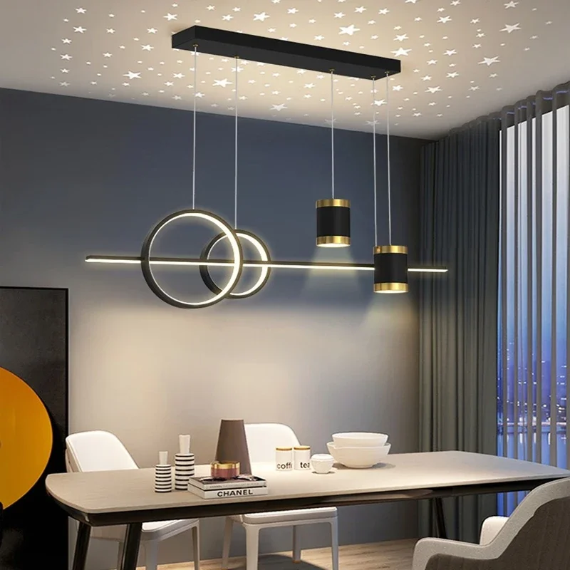 

Modern LED Pendant Lights Luxury Dining Room Lamp Gold Black Creative Starry Decoracion Creative Dining Table Bar Chandeliers