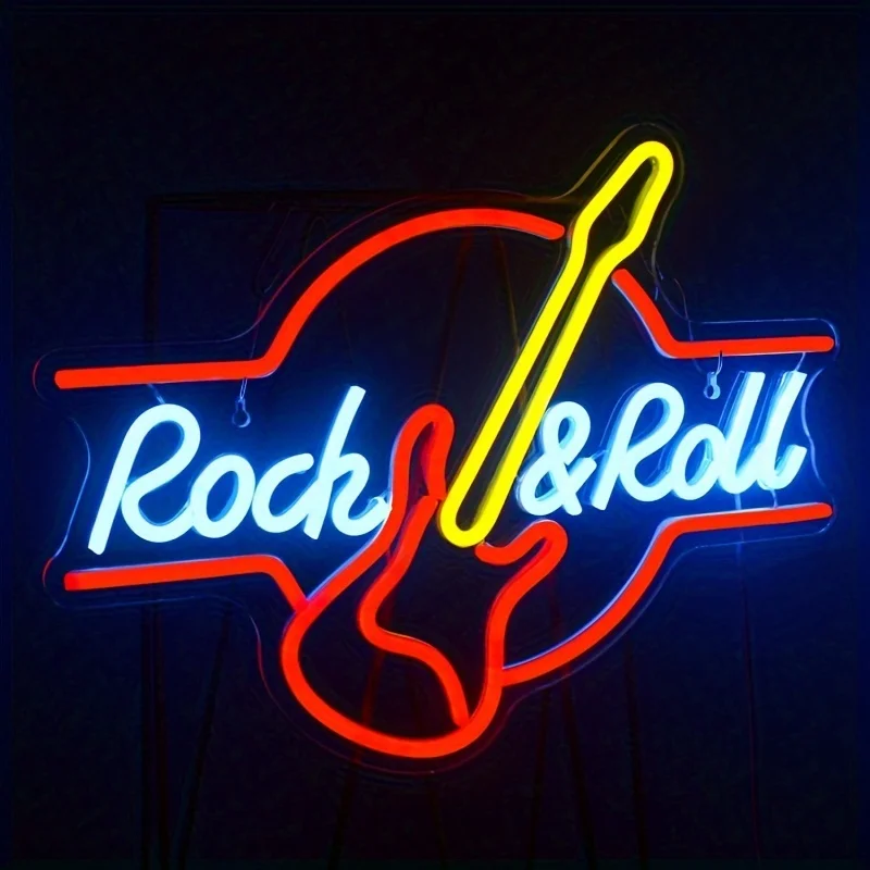 Неоновая вывеска «Rock & Roll», неоновая вывеска для гитары, USB-вывеска для гитары, Настенная настенная вывеска
Неоновая вывеска «Rock & Roll», неоновая вывеска для гитары, USB-вывеска для гитары, Настенная настенная вывеска