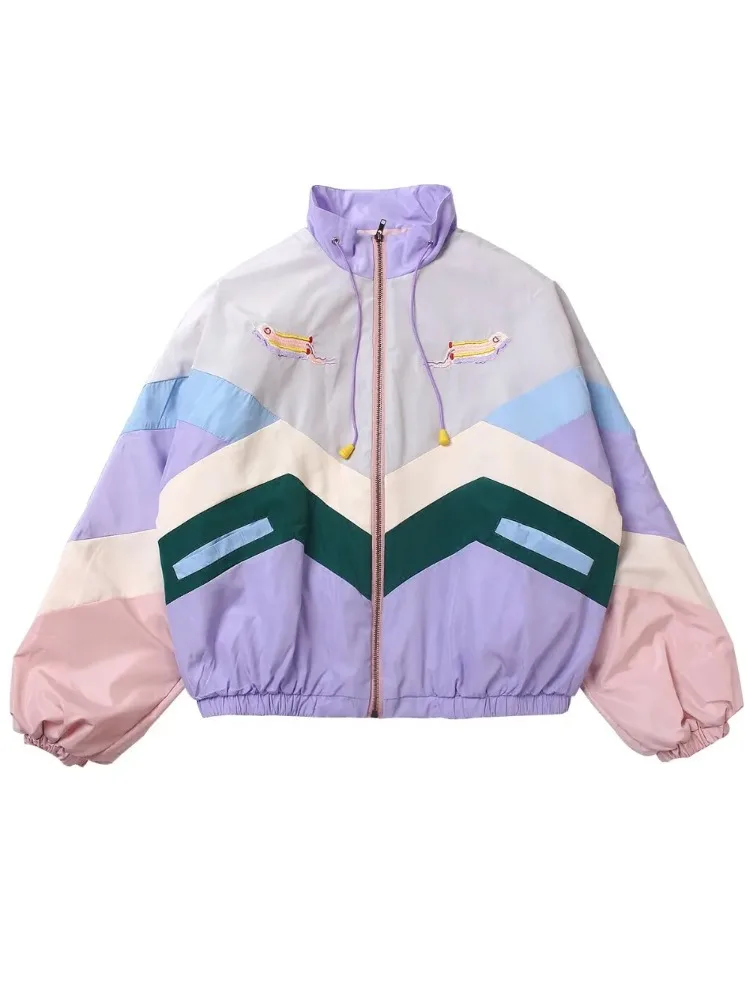 Winter Original Niche Chic Women's Basic Jackets Color Block Cartoon Embroidery Stand Collor Female Loose Outwear Coat Harajuku
Winter Original Niche Chic Women's Basic Jackets Color Block Cartoon Embroidery Stand Collor Female Loose Outwear Coat Harajuku