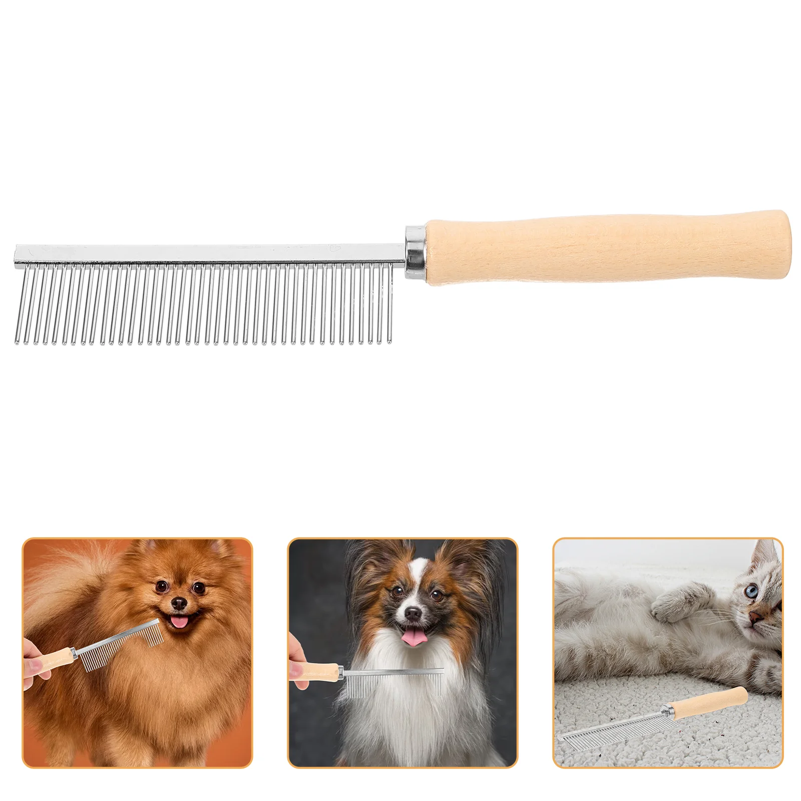 

Pet Cat Comb Wooden Handle Single Row Combing Smoothing Pets Supplies Dog Grooming Accessories Care for Shedding Professionl
