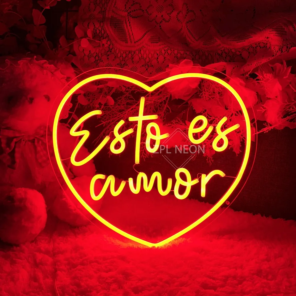 

Spanish Neon Led Sign Esto Es Amor Neon Lights Wedding Decoration Room Bedroom Decor Wall Hanging Neon Signs Party Bar Sign USB