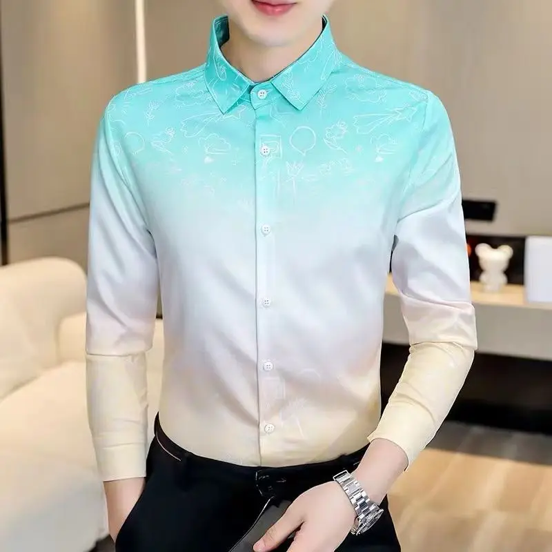 High Quality Men’s Spring&Autumn Korea Version Trendy Gradient Color Casual Shirts Long Sleeves All Match Fashion Printing Shirt
High Quality Men’s Spring&Autumn Korea Version Trendy Gradient Color Casual Shirts Long Sleeves All Match Fashion Printing Shirt