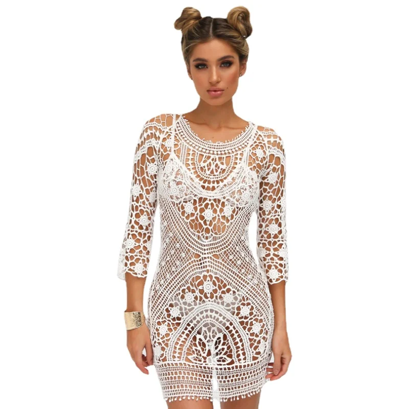 2023 New Summer Women Cover Up Floral Hollow Backless Crochet Swimsuit Cover-Ups Bathing Suit Beachwear Tunic Beach Dress Female
2023 New Summer Women Cover Up Floral Hollow Backless Crochet Swimsuit Cover-Ups Bathing Suit Beachwear Tunic Beach Dress Female