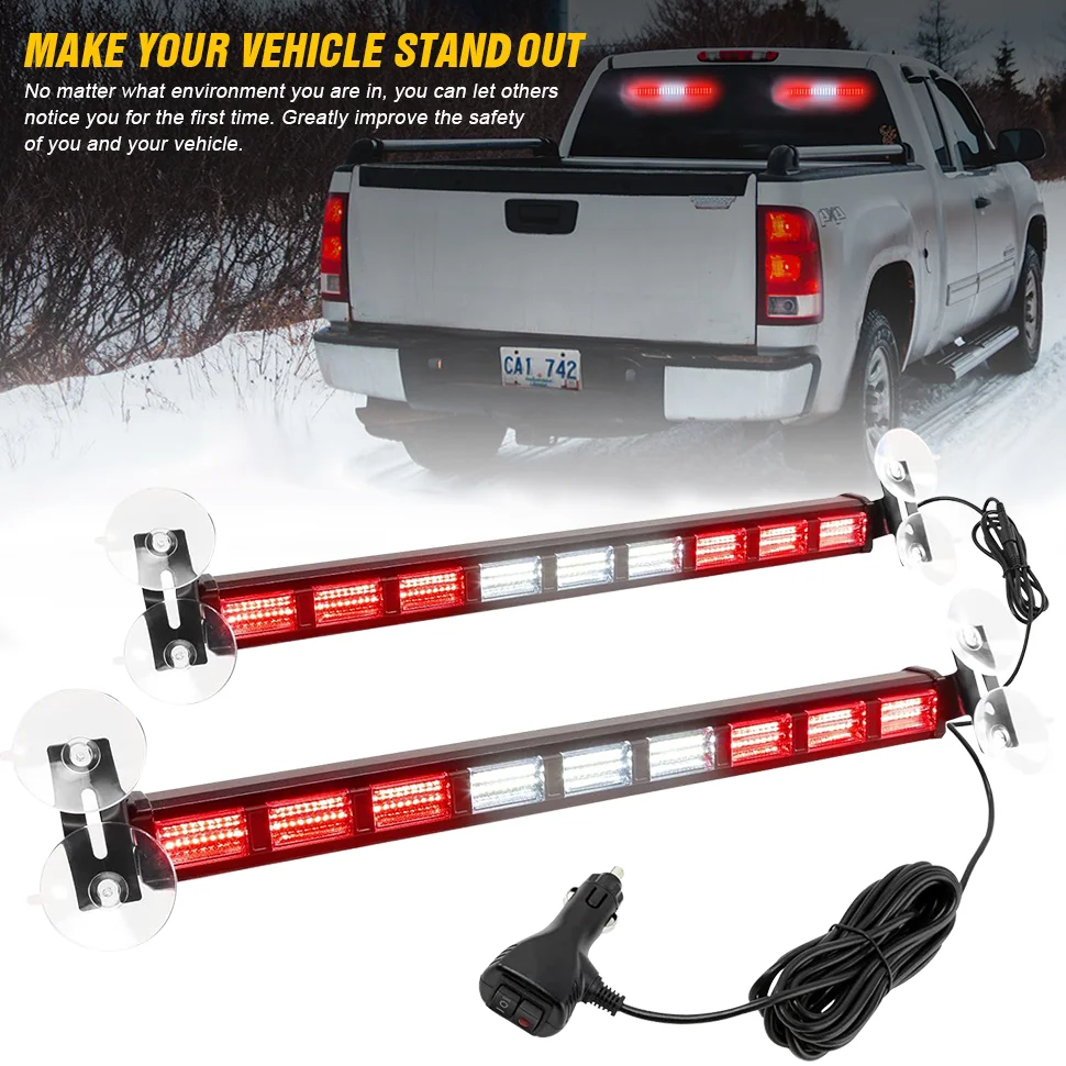 80 LED High Bright Emergency Strobe Flashing Warning Light Bar 26 Modes Switching, Car Plug Powered 12-24V Operating Voltage, T 80 LED High Bright Emergency Strobe Flashing Warning Light Bar 26 Modes Switching, Car Plug Powered 12-24V Operating Voltage, T