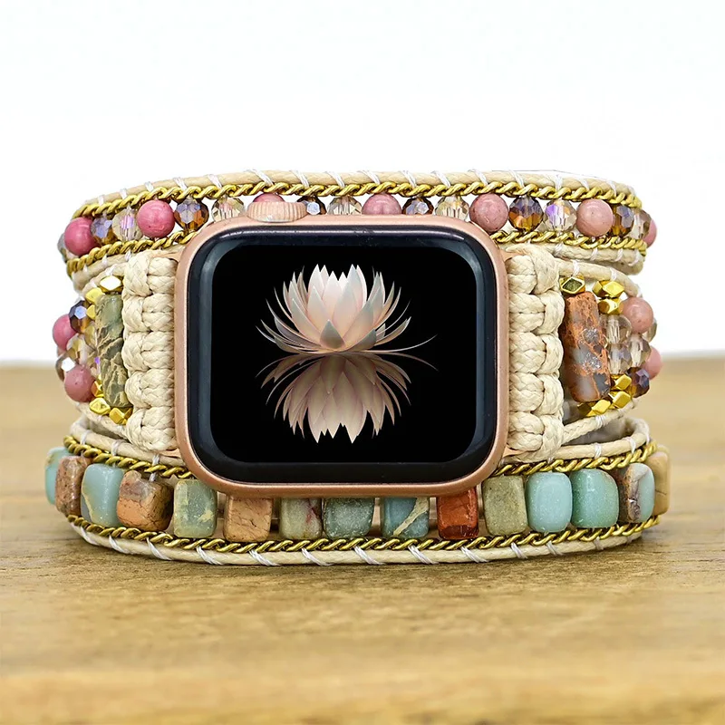 Strap For Apple Watch Band Boho Beads Bracelets Women Multilayer Natural Stone Beaded Jewelry Watch Strap for iWatch 41mm 44mm
Strap For Apple Watch Band Boho Beads Bracelets Women Multilayer Natural Stone Beaded Jewelry Watch Strap for iWatch 41mm 44mm