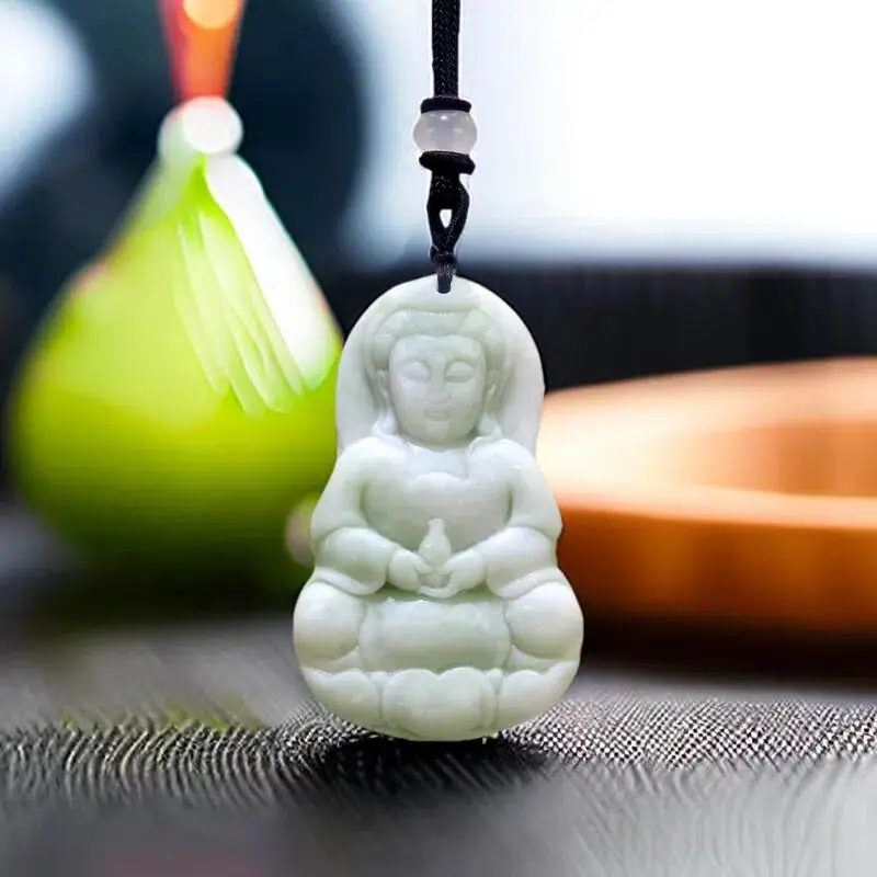 

Natural Real Jade Guanyin Pendant Necklace Vintage Accessories Gifts for Women Men Talismans Amulet Gift Chinese Carved Jewelry