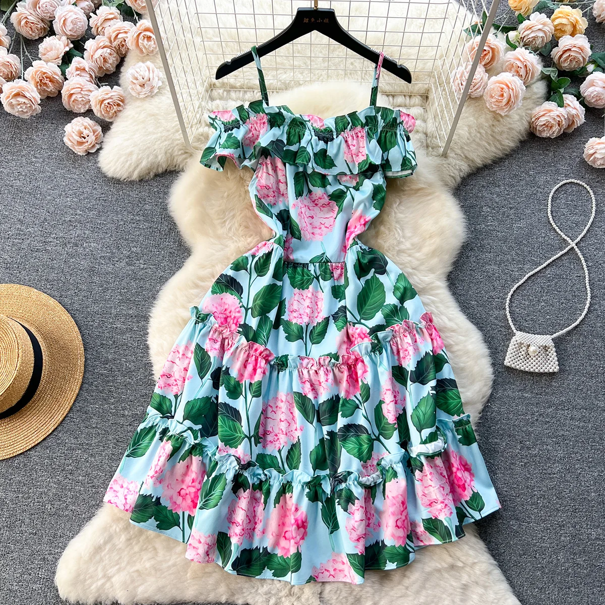 Knee Length Dresses For Women 2023 Party Elegant Vintage Flower Print Dress Off Shoulder Strap Frill Trim Vacation Summer Dress
Knee Length Dresses For Women 2023 Party Elegant Vintage Flower Print Dress Off Shoulder Strap Frill Trim Vacation Summer Dress