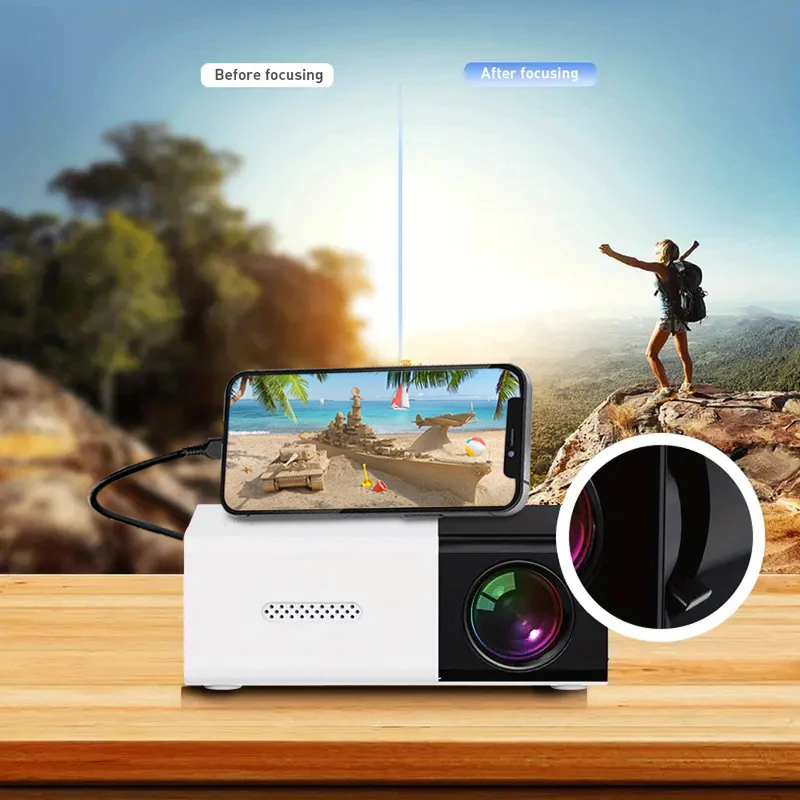 

YG300 high-definition portable projector, charging treasure power supply, can link mobile phones, computers, home, outdoor use