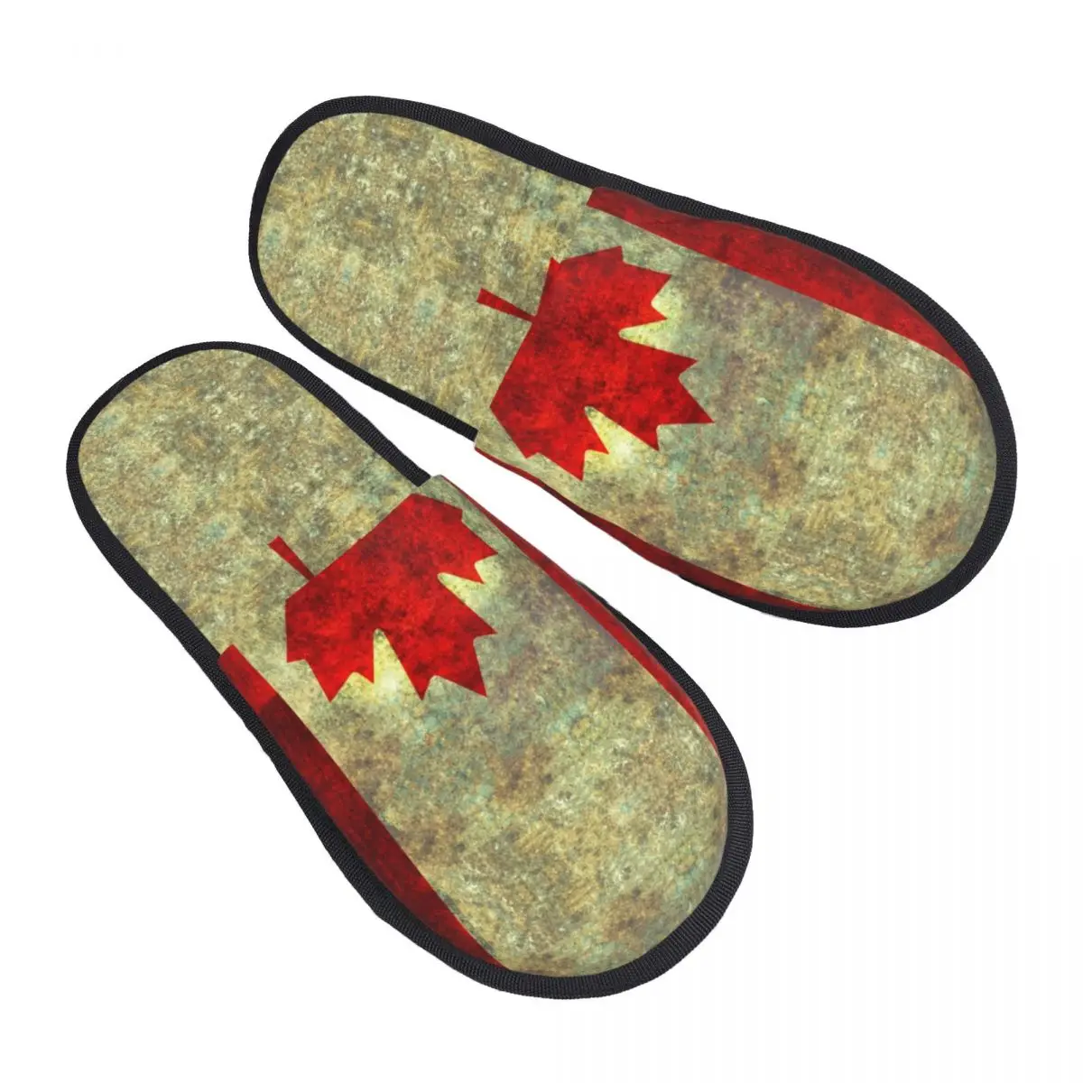 

Flag Of Canada House Slippers Women Comfy Memory Foam Canadian Flag In Heavy Grunge Slip On Hotel Slipper Shoes