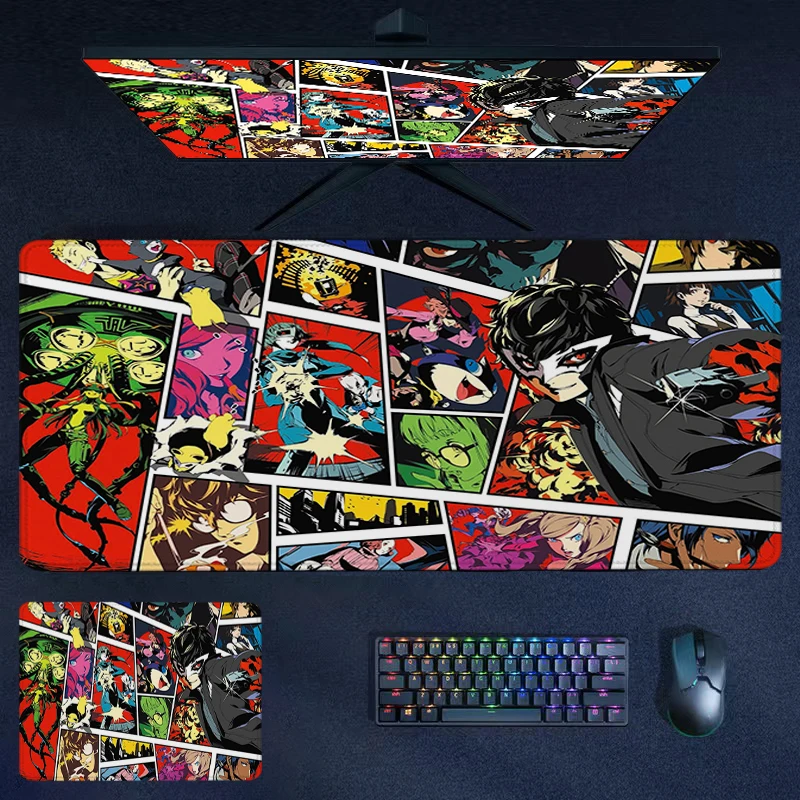 

XL Mouse Pad Persona 5 Office Computer Desk Mat Mouse Mats Gamer Keyboard Mat Stitched Edge Mousepad Cabinet Pc Gaming Accessoy