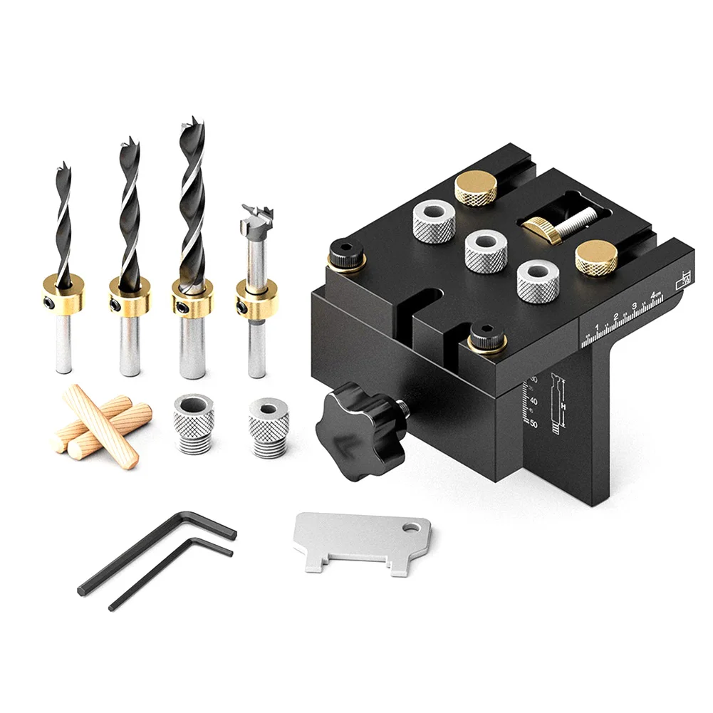 Woodworking 3 In 1 Dowelling Jig Kit Adjustable Pocket Hole Jig 6/8/10/15mm Drilling Guide Tenoning Pin Hole Puncher Locator
Woodworking 3 In 1 Dowelling Jig Kit Adjustable Pocket Hole Jig 6/8/10/15mm Drilling Guide Tenoning Pin Hole Puncher Locator