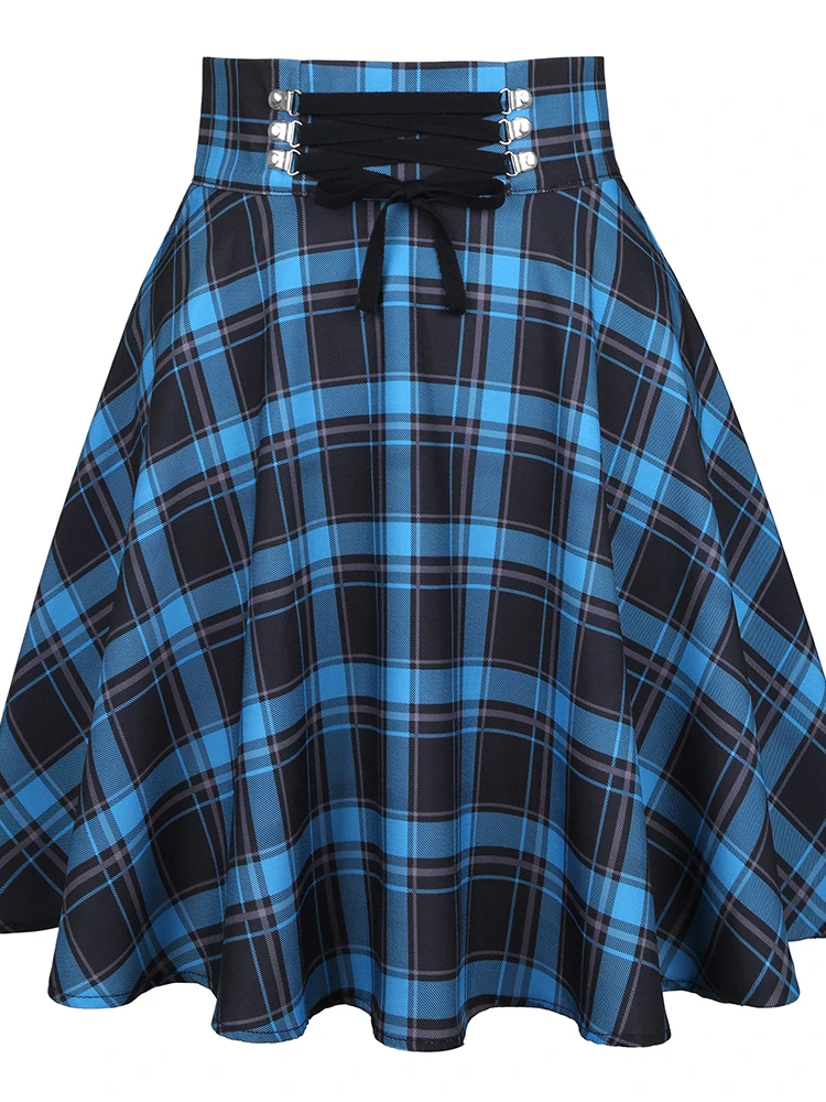 

Женская винтажная мини-юбка в клетку, голубая плиссированная юбка трапециевидной формы с высокой талией, в стиле Харадзюку, в готическом стиле, в стиле эмо, Y2K, 2024