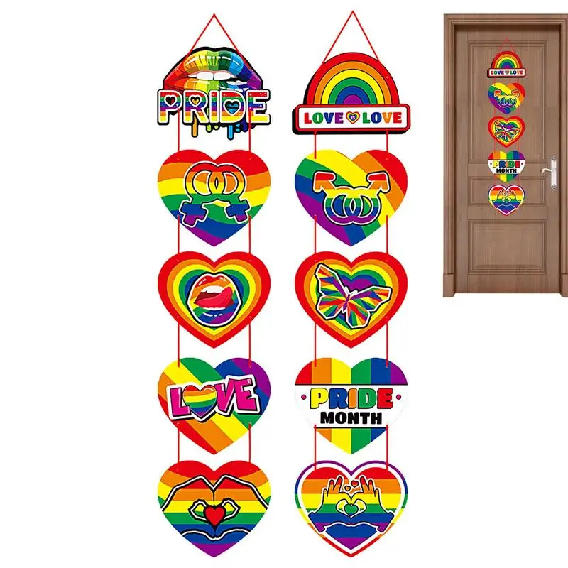 

Радужная дверная вешалка ЛГБТ, Радужный знак, 2 шт., устойчивый к атмосферным воздействиям, ручная работа, декор для крыльца, Радужный Настенный декор, знак для входной двери
