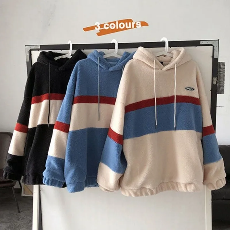 Japan Korea Style Fashion Fleece Hoodies Men Patchwork Stripe Hooded Sweatshirts Male Loose Coats Student Casual Tops Pullover
Japan Korea Style Fashion Fleece Hoodies Men Patchwork Stripe Hooded Sweatshirts Male Loose Coats Student Casual Tops Pullover