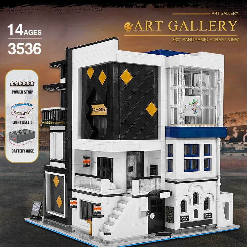 

MOULD KING 16043 Streetview Building Blocks MOC-67005 Art Gallery Showcase Model With Led light bricks Kids Toy Christmas Gift