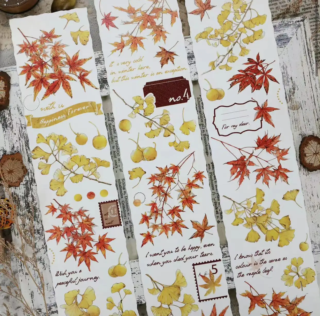 Vintage Maple Ginkgo Leaves Washi PET Tape for Card Making Decoration DIY Scrapbooking Plan Stickers
Vintage Maple Ginkgo Leaves Washi PET Tape for Card Making Decoration DIY Scrapbooking Plan Stickers