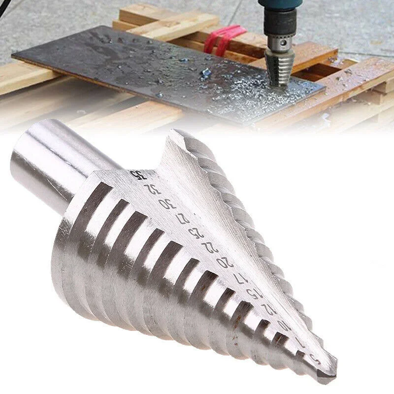 13 Steps Step Drill Bit Titanium High Speed Steel Cutter 5/7/10/12/15/17/20/22/25/27/30/32/35mm Cone Drills Hole Cutting Tools
13 Steps Step Drill Bit Titanium High Speed Steel Cutter 5/7/10/12/15/17/20/22/25/27/30/32/35mm Cone Drills Hole Cutting Tools