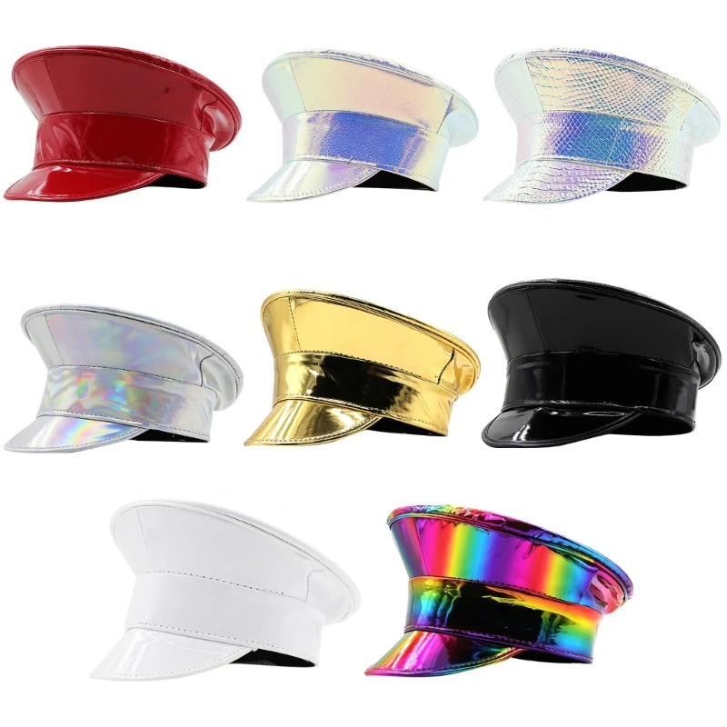 PatentLeather Captain Hat Women Glitter Party Hat Военная кепка для выступления на сцене
PatentLeather Captain Hat Women Glitter Party Hat Военная кепка для выступления на сцене