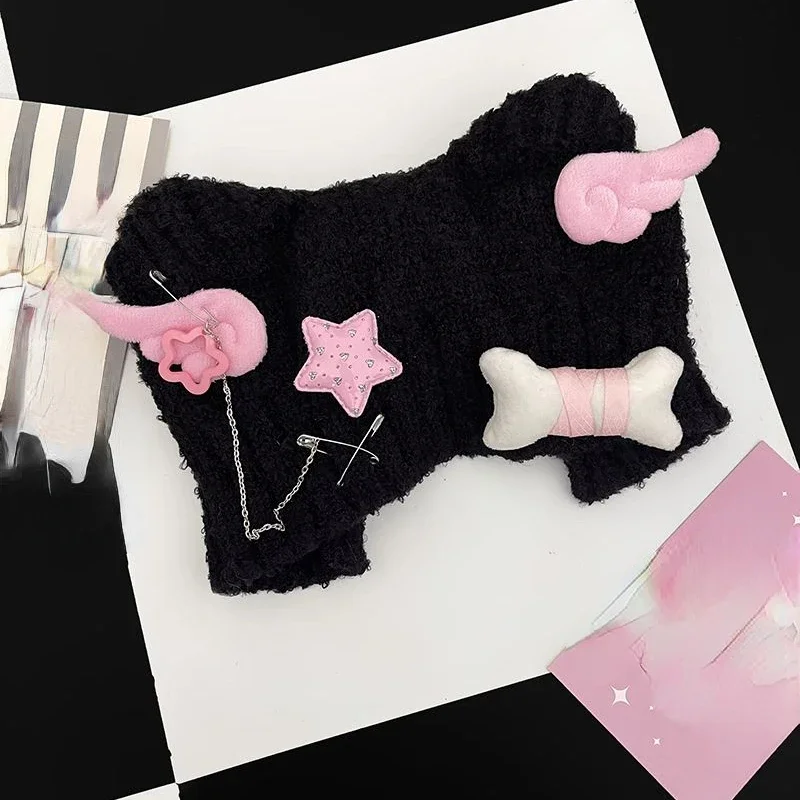 2024 Милая Вязаная Шапка-бини с дьяволом, вязаная шапка с 3D крыльями ангела, осенняя вязаная шапка с медведем и ушками, остроносые женские шапки Y2K, уличная одежда