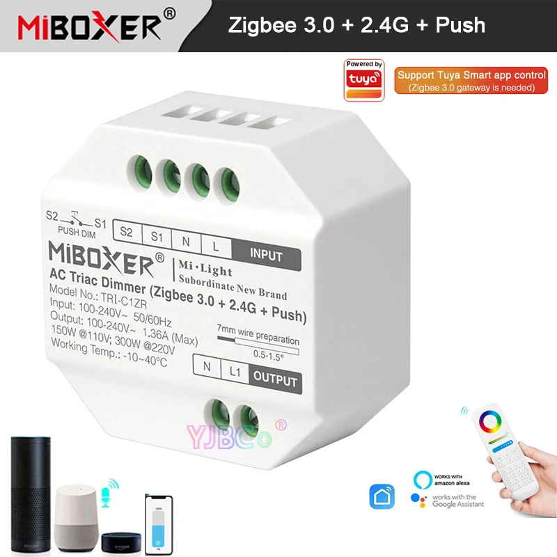 Miboxer Zigbee 3.0 AC Triac Dimmer Push switch Controller 110V 220V 2.4G Remote control halogen lights triac dimmable LED lamps
Miboxer Zigbee 3.0 AC Triac Dimmer Push switch Controller 110V 220V 2.4G Remote control halogen lights triac dimmable LED lamps