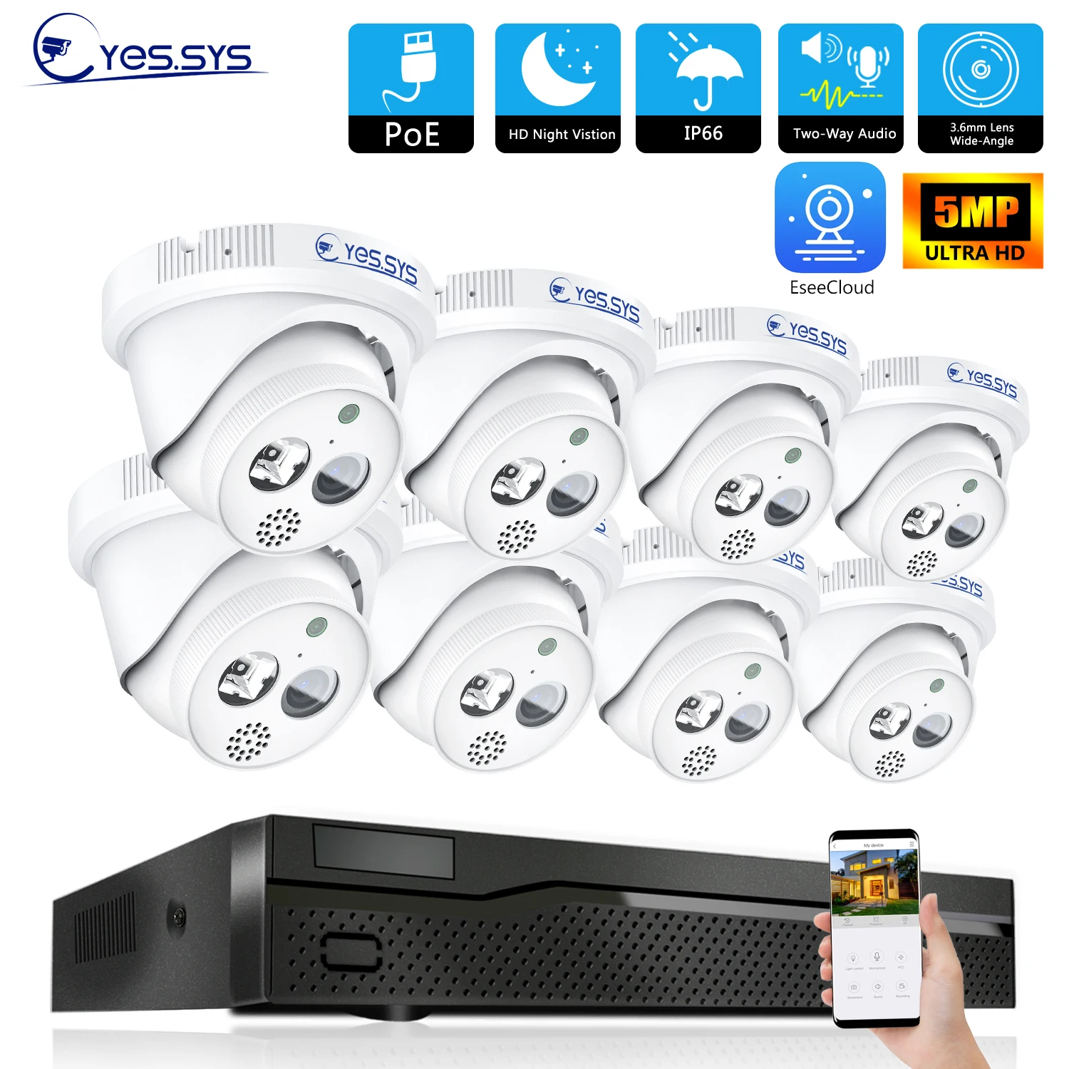8 каналов, 4K, 8 Мп, POE, NVR, 8 шт., 5 Мп, двустороннее аудио, H.265, наружная массив, купольная система безопасности, IP66, наружная водонепроницаемая, 4 Тб HDD
8 каналов, 4K, 8 Мп, POE, NVR, 8 шт., 5 Мп, двустороннее аудио, H.265, наружная массив, купольная система безопасности, IP66, наружная водонепроницаемая, 4 Тб HDD