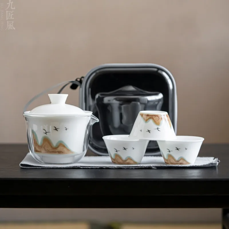 Portable Teapot with Case, Large Ceramic Tea Cups and Infuser, Traditional Chinese Gongfu Tea Set for Office, , Hotel Outd
Portable Teapot with Case, Large Ceramic Tea Cups and Infuser, Traditional Chinese Gongfu Tea Set for Office, , Hotel Outd