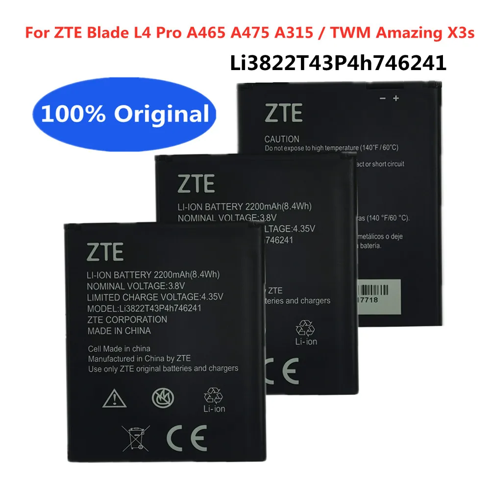 Оригинальные сменные батареи 2200 мАч Li3822T43P4h746241 для ZTE Blade A465 A475 Blade L4 Pro / TWM Amazing X3s
Оригинальные сменные батареи 2200 мАч Li3822T43P4h746241 для ZTE Blade A465 A475 Blade L4 Pro / TWM Amazing X3s